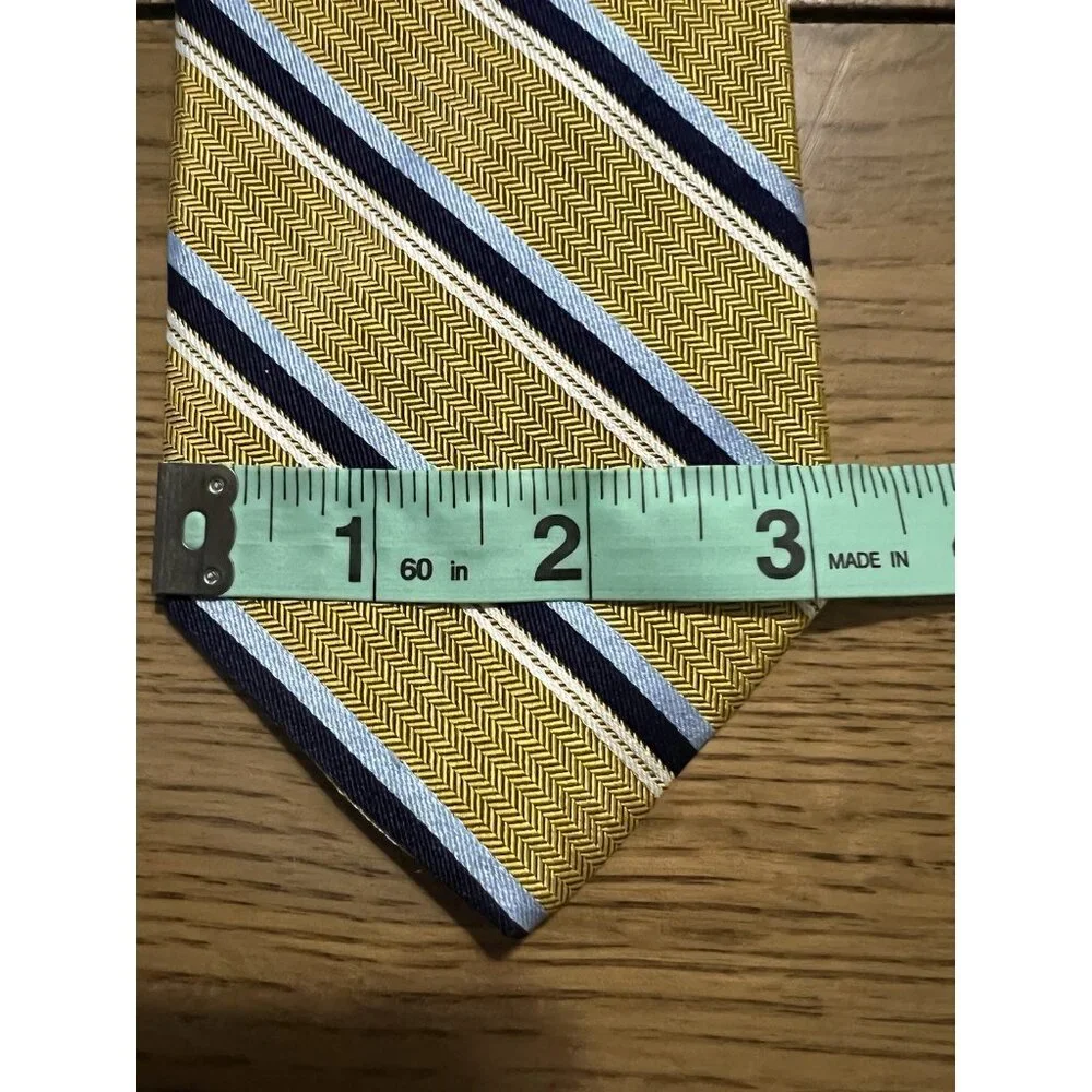 Brooks Brothers‎ Makers All Silk Neck Tie Blue Gold Blue White Stripe